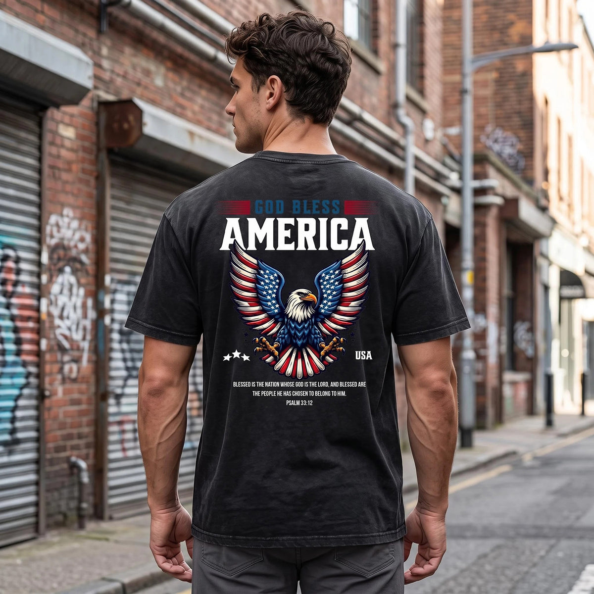 GOD BLESS AMERICA Premium Vintage Tee Shirts