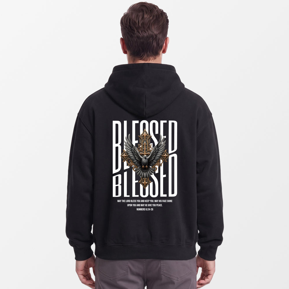 GOD BLESSED Premium Black Oversized Hoodies