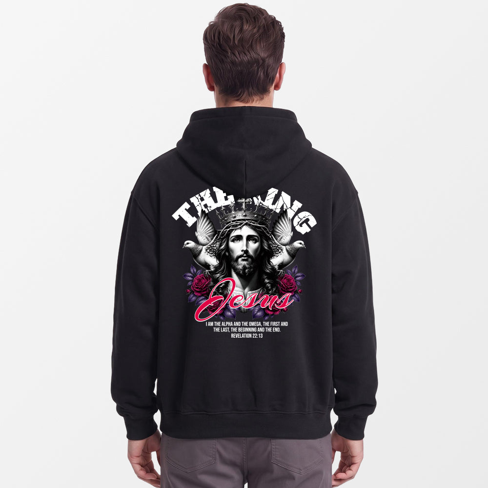 JESUS IS THE KING Premium Black Oversized Hoodies