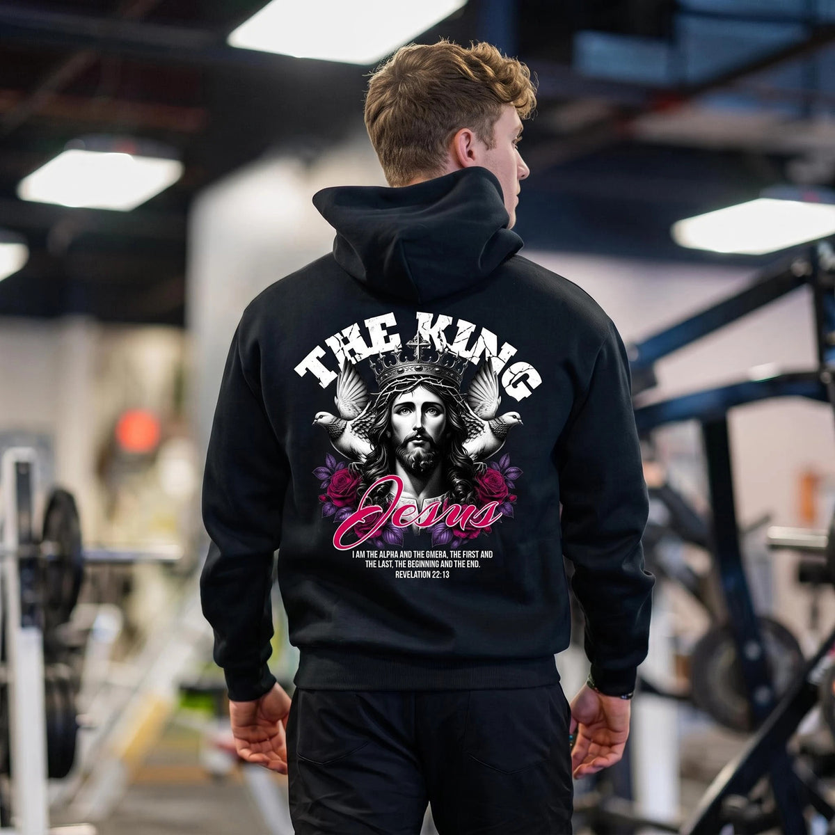 JESUS IS THE KING Premium Black Oversized Hoodies